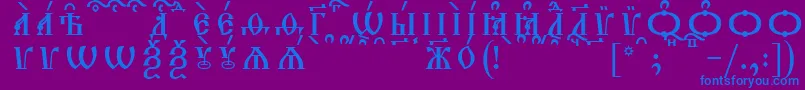 フォントTriodionCapsKucsSpacedout – 紫色の背景に青い文字