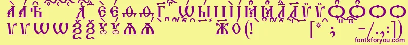 Шрифт TriodionCapsKucsSpacedout – фиолетовые шрифты на жёлтом фоне