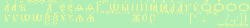TriodionCapsKucsSpacedout-Schriftart – Gelbe Schriften auf grünem Hintergrund