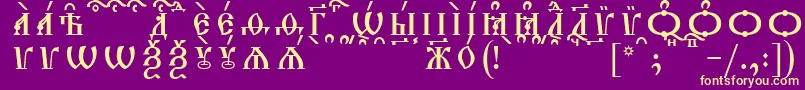 Шрифт TriodionCapsKucsSpacedout – жёлтые шрифты на фиолетовом фоне