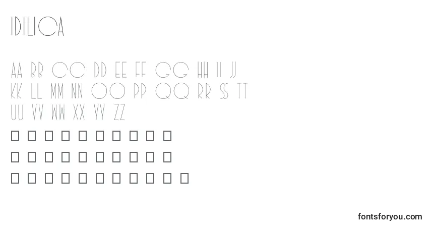 Шрифт Idilica (75901) – алфавит, цифры, специальные символы