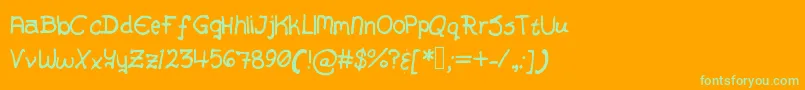 Fonte AlexHandwriting – fontes verdes em um fundo laranja