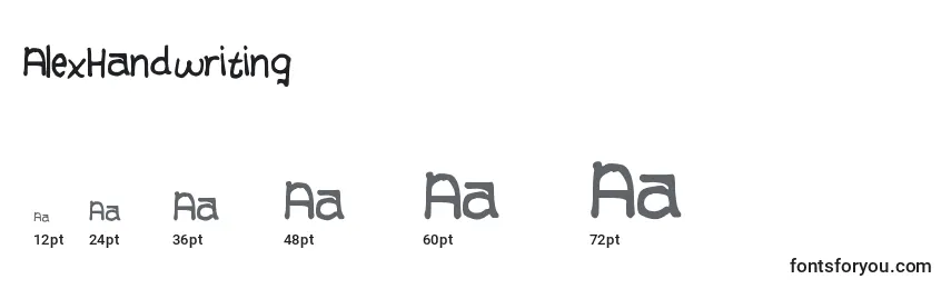 AlexHandwriting Font Sizes