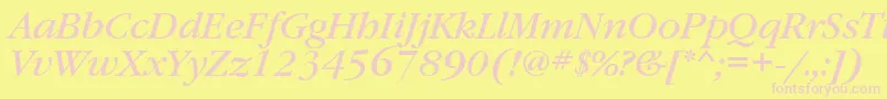 GaramondbookgttItalic-fontti – vaaleanpunaiset fontit keltaisella taustalla