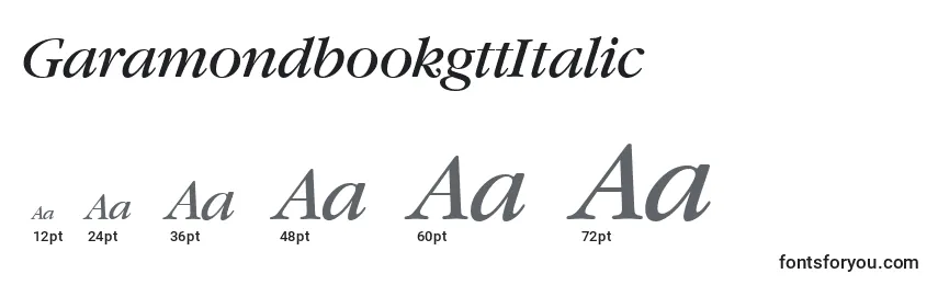 Размеры шрифта GaramondbookgttItalic
