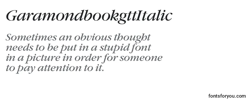 Review of the GaramondbookgttItalic Font