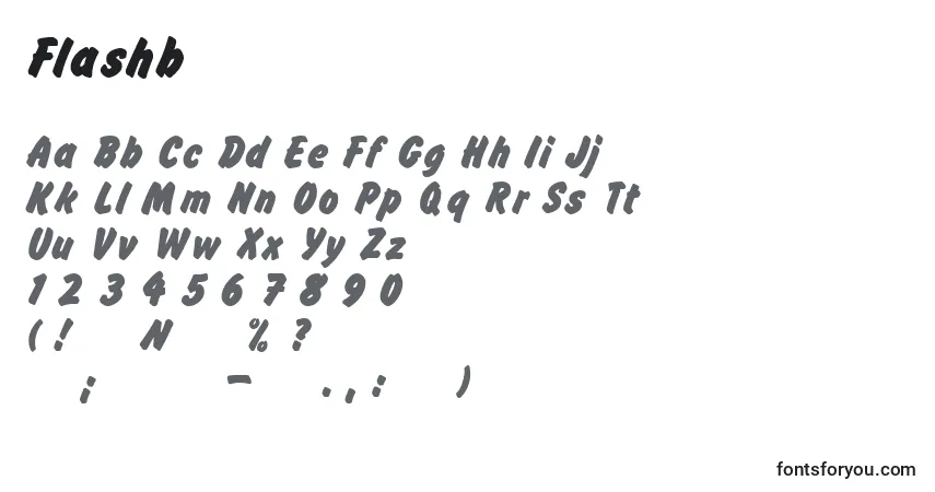 Czcionka Flashb – alfabet, cyfry, specjalne znaki