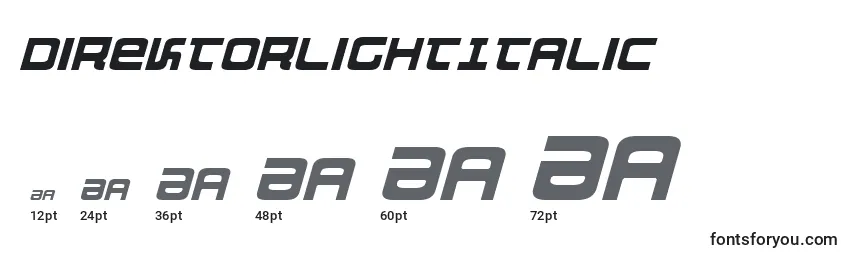 Размеры шрифта DirektorLightItalic