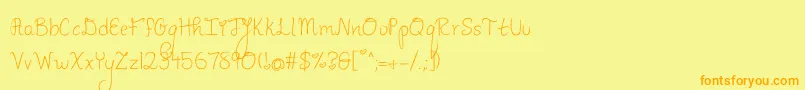 フォントPineapplesDontHaveSleeves – オレンジの文字が黄色の背景にあります。