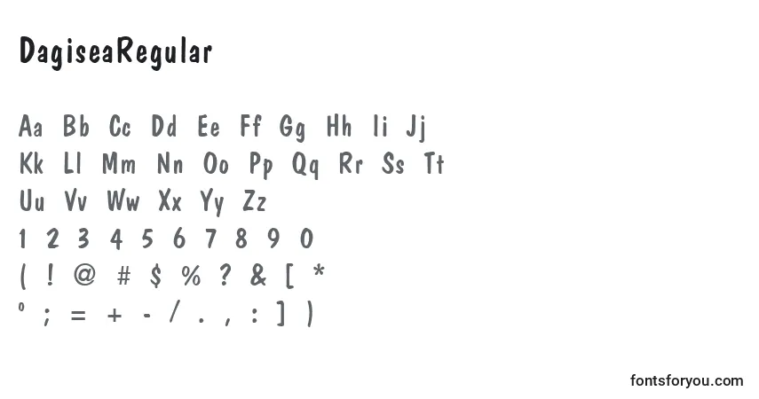 DagiseaRegularフォント–アルファベット、数字、特殊文字