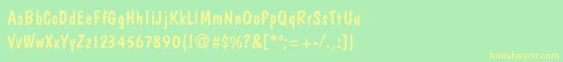 フォントDagiseaRegular – 黄色の文字が緑の背景にあります