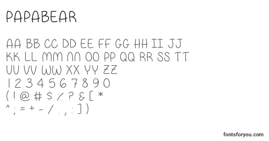 Czcionka PapaBear – alfabet, cyfry, specjalne znaki
