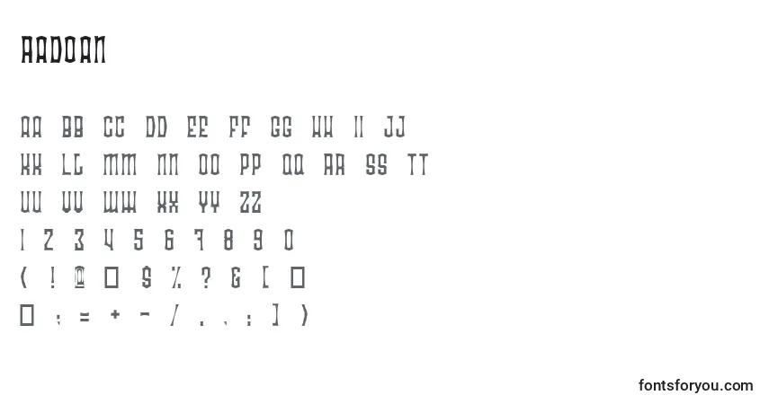 Шрифт Radoan – алфавит, цифры, специальные символы