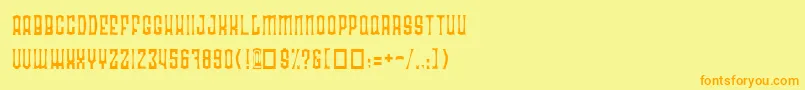 フォントRadoan – オレンジの文字が黄色の背景にあります。