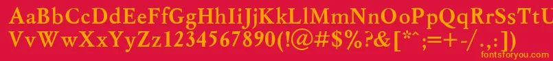 フォントMyslb – 赤い背景にオレンジの文字