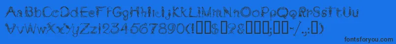 TarantellaMf-Schriftart – Schwarze Schriften auf blauem Hintergrund