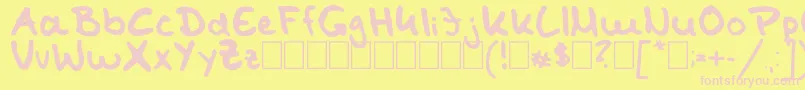 TomKaulitzHandwritingFontByShaiza7 Font – Pink Fonts on Yellow Background
