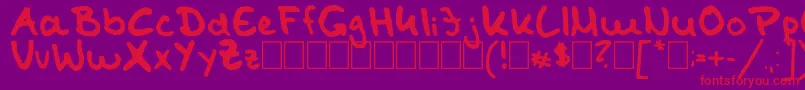 TomKaulitzHandwritingFontByShaiza7-Schriftart – Rote Schriften auf violettem Hintergrund