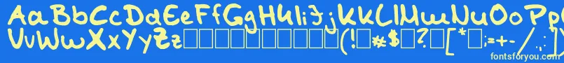 TomKaulitzHandwritingFontByShaiza7 Font – Yellow Fonts on Blue Background