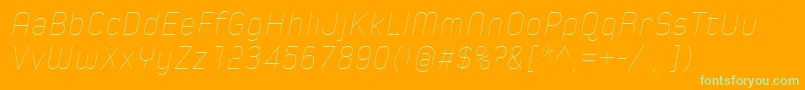 SpoonHairlineItalic-Schriftart – Grüne Schriften auf orangefarbenem Hintergrund