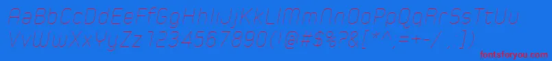 SpoonHairlineItalic-Schriftart – Rote Schriften auf blauem Hintergrund