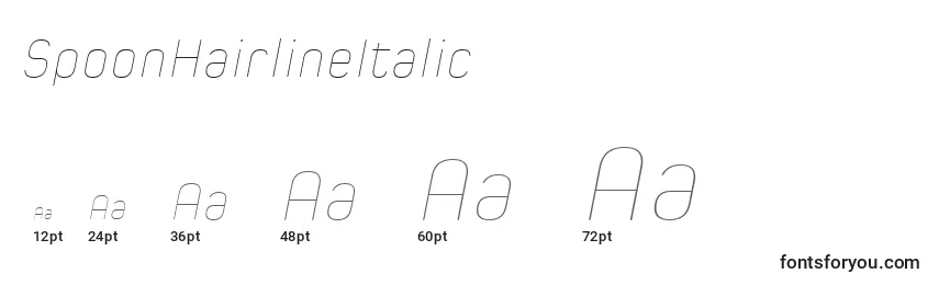 SpoonHairlineItalic Font Sizes