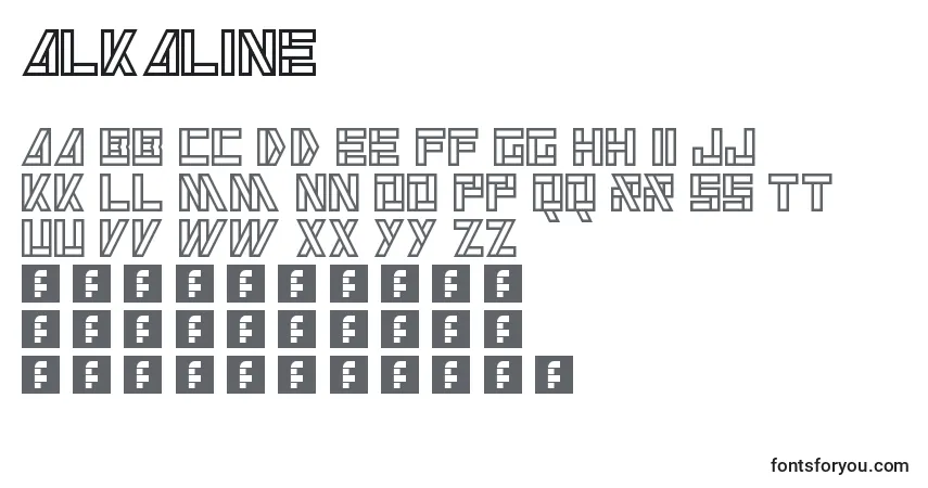 Шрифт Alkaline – алфавит, цифры, специальные символы