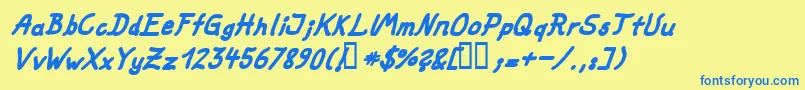 FatMarkerItalic Font – Blue Fonts on Yellow Background