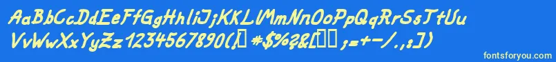 FatMarkerItalic Font – Yellow Fonts on Blue Background