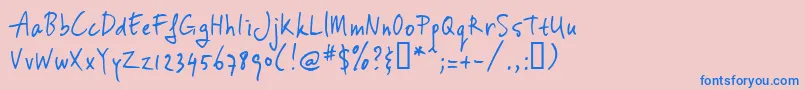フォントVinchand – ピンクの背景に青い文字