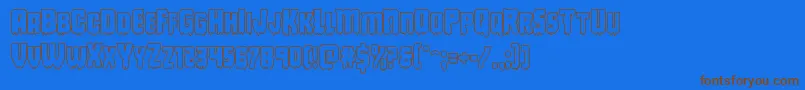 フォントDeathbloodout – 茶色の文字が青い背景にあります。