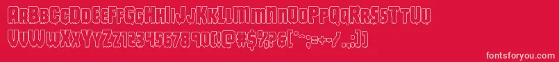 Deathbloodout-Schriftart – Rosa Schriften auf rotem Hintergrund
