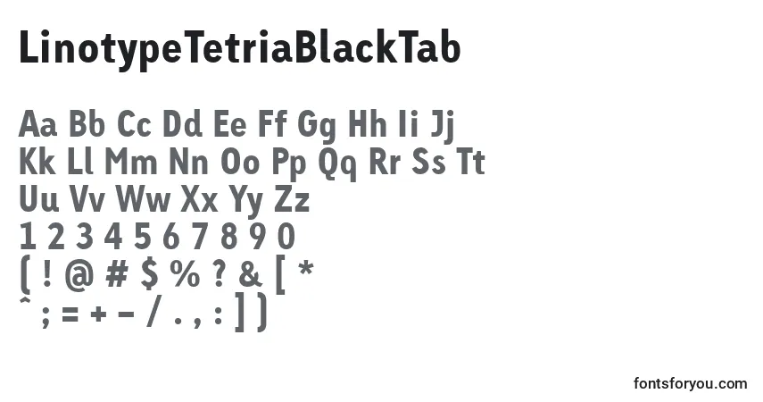 Czcionka LinotypeTetriaBlackTab – alfabet, cyfry, specjalne znaki