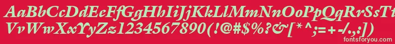 AcanthusBlackSsiBlackItalic-Schriftart – Grüne Schriften auf rotem Hintergrund