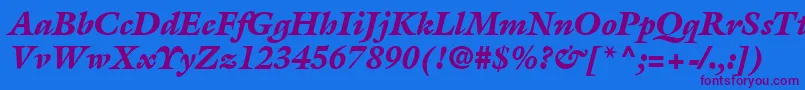 AcanthusBlackSsiBlackItalic Font – Purple Fonts on Blue Background