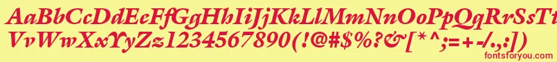 Czcionka AcanthusBlackSsiBlackItalic – czerwone czcionki na żółtym tle