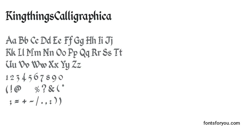 Czcionka KingthingsCalligraphica – alfabet, cyfry, specjalne znaki