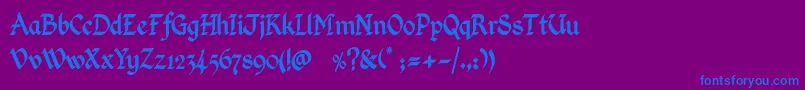 KingthingsCalligraphica Font – Blue Fonts on Purple Background