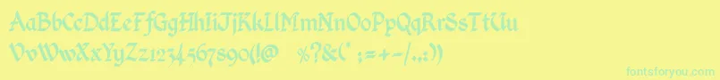 KingthingsCalligraphica Font – Green Fonts on Yellow Background