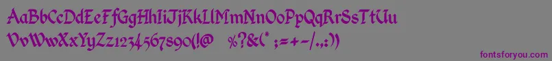 フォントKingthingsCalligraphica – 紫色のフォント、灰色の背景