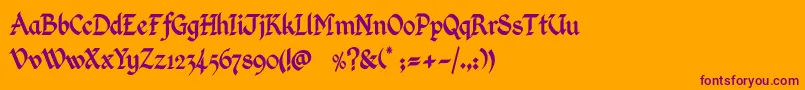 KingthingsCalligraphica-fontti – violetit fontit oranssilla taustalla