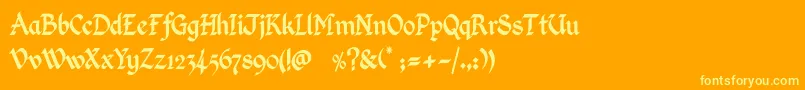 KingthingsCalligraphica Font – Yellow Fonts on Orange Background