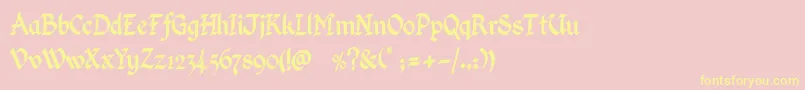 KingthingsCalligraphica Font – Yellow Fonts on Pink Background