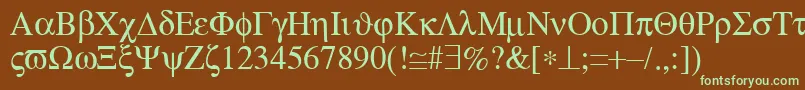 フォントMtSymbolMedium – 緑色の文字が茶色の背景にあります。