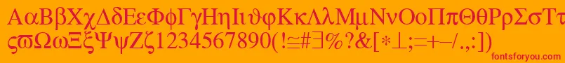 MtSymbolMedium-Schriftart – Rote Schriften auf orangefarbenem Hintergrund