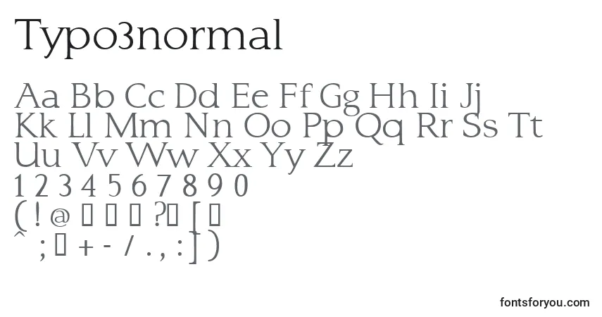 Czcionka Typo3normal – alfabet, cyfry, specjalne znaki