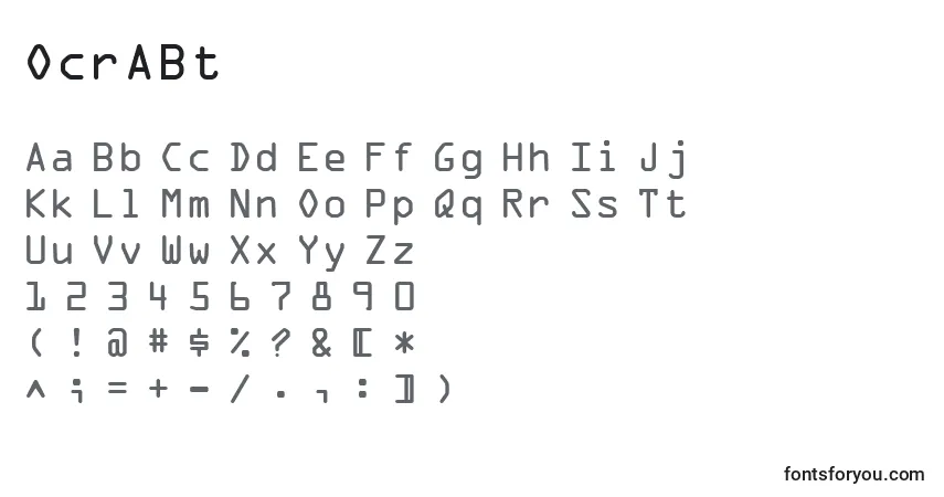 A fonte OcrABt – alfabeto, números, caracteres especiais