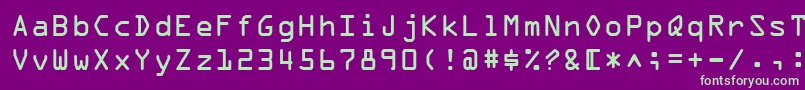 フォントOcrABt – 紫の背景に緑のフォント