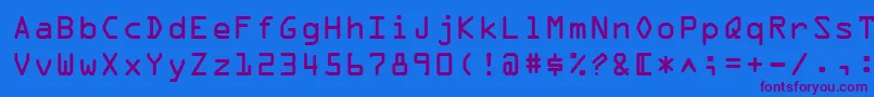 フォントOcrABt – 紫色のフォント、青い背景