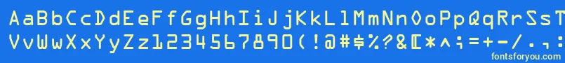 OcrABt-Schriftart – Gelbe Schriften auf blauem Hintergrund